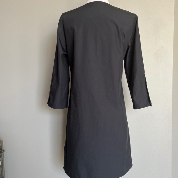 Cos Navy 3/4 sleeve Voluminous Gathered Cotton Casual A-line Dress w/ Pockets - Picture 7 of 12